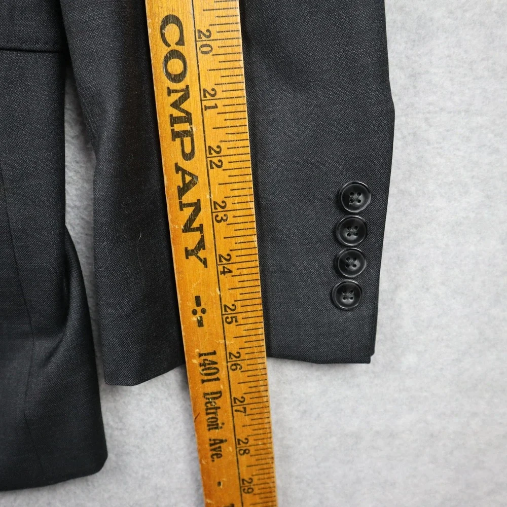Calvin Klein Blazer Mens 40L Long Wool Charcoal Gray Two Button Suit Jacket Coat